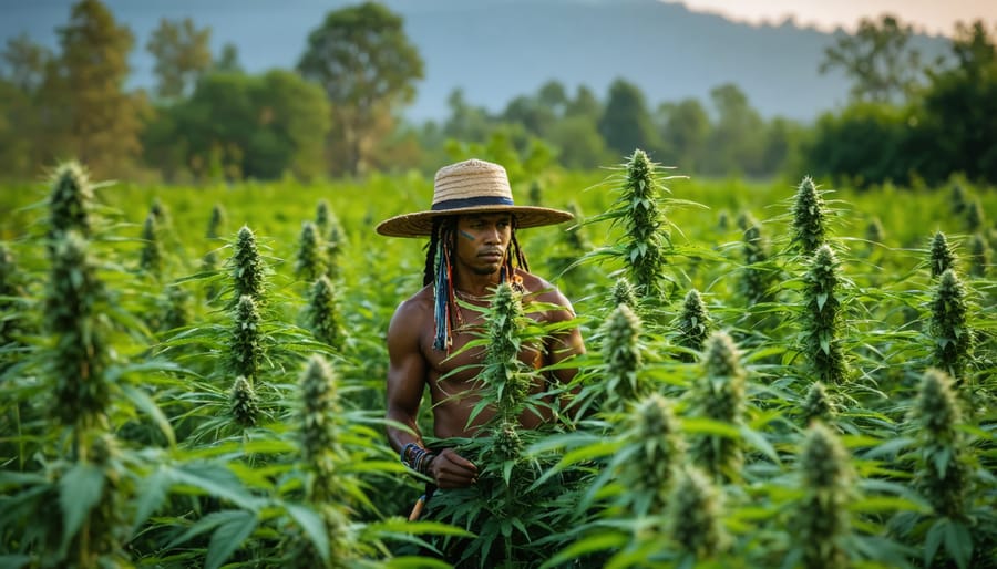 Community members participating in a collaborative hemp farming project