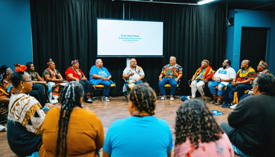 Representatives from a philanthropic organization meeting with Indigenous leaders to discuss vaping education strategies